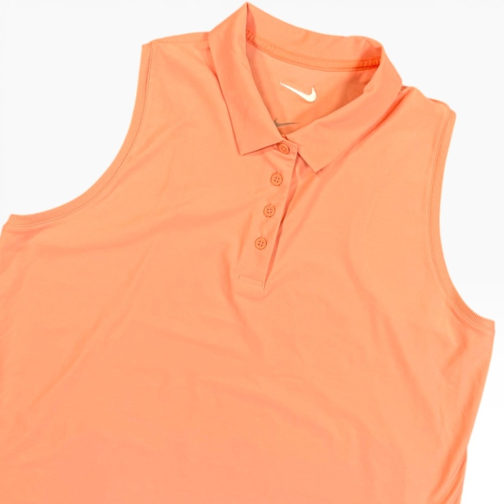 NIKE Dri-Fit Victory Sleeveless Golf Polo Womens L Orange Tennis Athletic